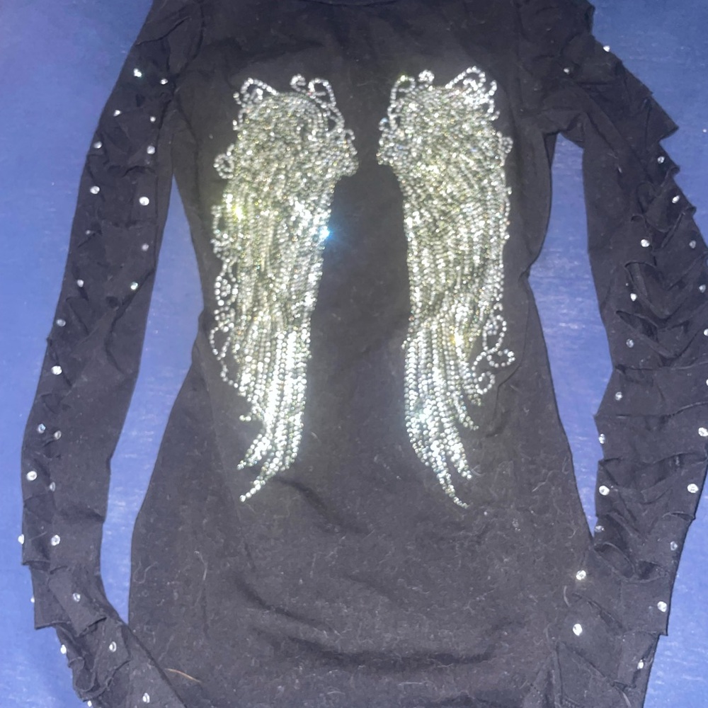 Embellished Black Top with Silver Accents
